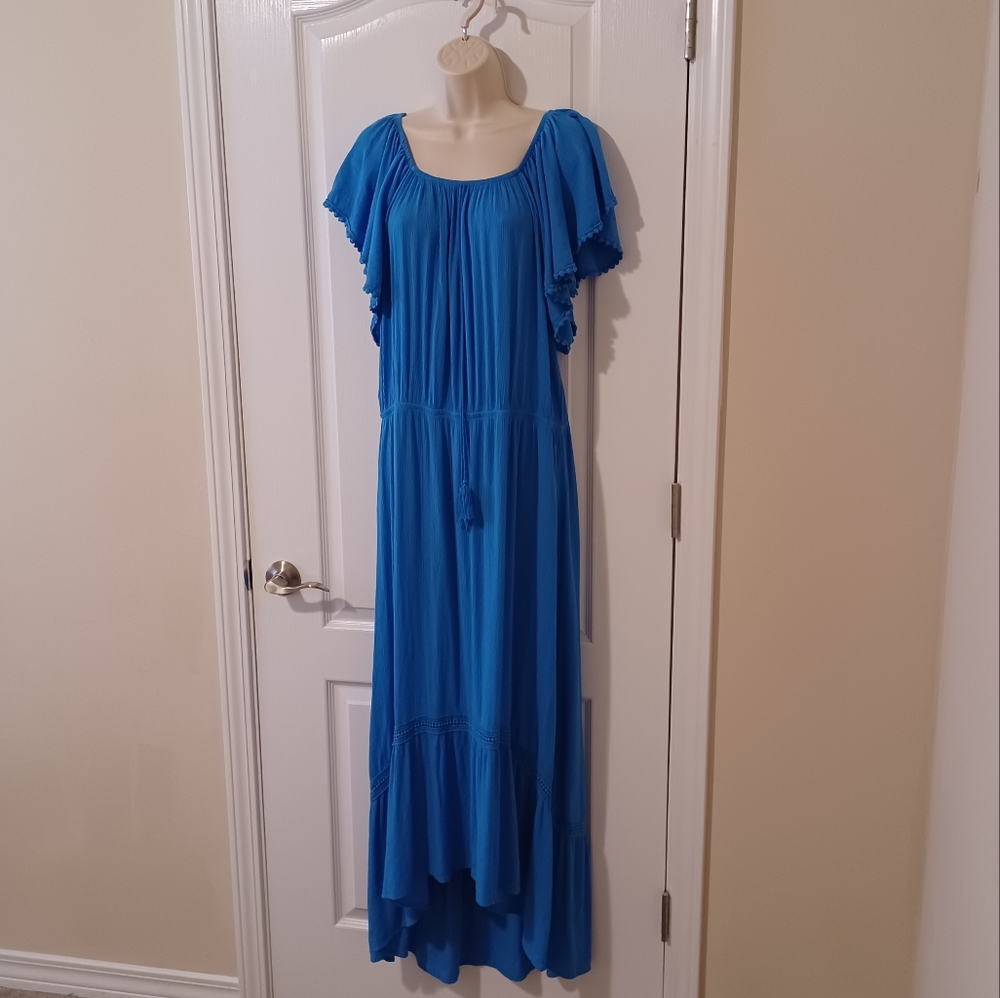 Time and Tru Bohemian Peasant Dress Blue Size 16-18